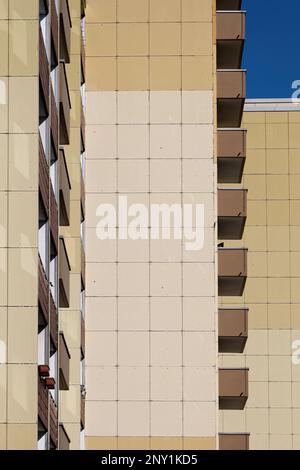 light beige and brown high-rise with dark brown balconies in cologne kalk Stock Photo