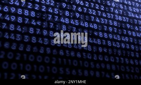 Dark background with green and purple numbers. Motion.Complex digital codes that manifest themselves in abstraction. High quality 4k footage Stock Photo