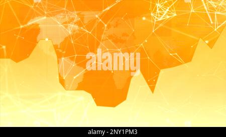 Orange and purple background. Design.The light circles behind expand and the grids of molecules fly in cartoon animation. High quality 4k footage Stock Photo