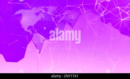 Orange and purple background. Design.The light circles behind expand and the grids of molecules fly in cartoon animation. High quality 4k footage Stock Photo