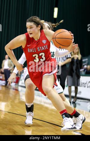 CLEVELAND, OH - NOVEMBER 11: Ball State Cardinals guard Jasmin Samz (24)  shoots during the first quarter of the women's college basketball game  between the Ball State Cardinals and Cleveland State Vikings