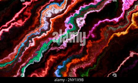 Dark background with burning patterns. Motion. Bright multicolored lines on a black background are highlighted in abstraction. High quality 4k footage Stock Photo