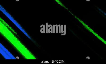 Black background with green and blue horizontal stripes. Motion. Bright stripes in 3d format that flicker and disappear in turn. High quality 4k foota Stock Photo