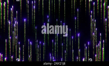 Red and purple beams of light. Design. A black background on which fireworks scatter and are illuminated in different colors in 3d. High quality 4k fo Stock Photo