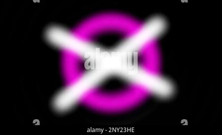Pixel background. Motion. Dark background in animation where multi-colored circles are crossed out with one cross sign. High quality 4k footage Stock Photo