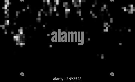 Gray and red background. Motion. Bright squares in pixels on a black background moving in different directions in 3D format. High quality 4k footage Stock Photo