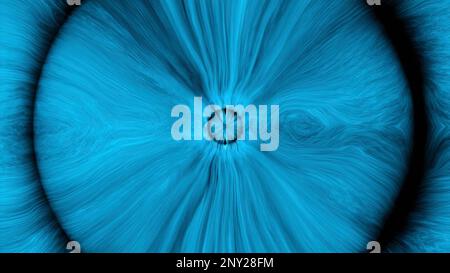 Space tunnel with a stream of energy lines and black rings. Design. Black hole with cosmic stream of bright energy. Abstract flow inside black hole wi Stock Photo