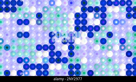 Blue mosaic circles appearing on the white constructor. Motion. Patterns of blue shades changing positions made in animation. High quality 4k footage Stock Photo