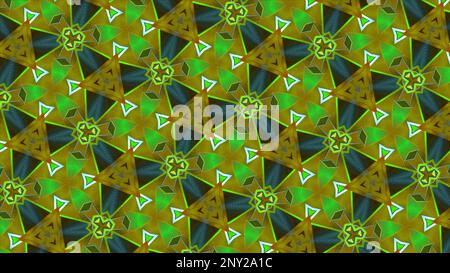 Kaleidoscope effect. Motion.Yellow backlit patterns in cartoon animation. High quality 4k footage Stock Photo
