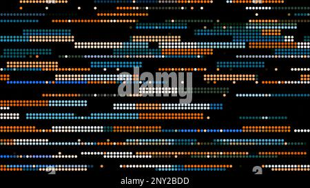Black background. Motion. Small multicolored circles in animation moving in different directions with lines. High quality 4k footage Stock Photo