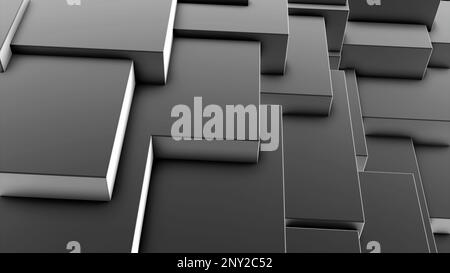 Green and gray background. Design. Spreading squares on the floor creating patterns from lines in 3D. High quality 4k footage Stock Photo