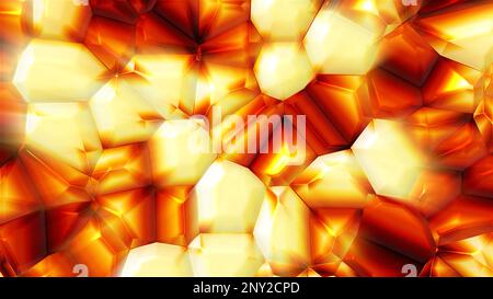 Orange light background. Motion. Three d animation with small pieces of glass that rotate in different directions. High quality 4k footage Stock Photo