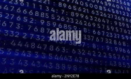 Abstract digital connection, moving numbers, dots and lines. Motion. Technology background, network connection structure, plexus effect Stock Photo
