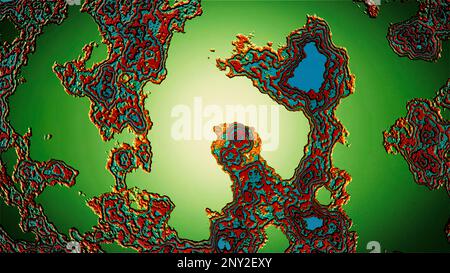 Abstract visualization of microorganisms under microscope. Motion. Viruses under microscope, human immune system virus moving across screen Stock Photo