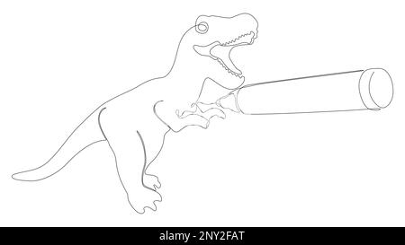 One continuous line of Tyrannosaurus Rex drawn with a pencil, felt tip pen. Thin Line Illustration vector concept. Contour Drawing Creative ideas. Stock Vector