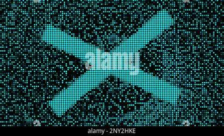 Abstract monitor with tv noise effect and two crossed stripes against circles. Motion. Concept of protest Stock Photo