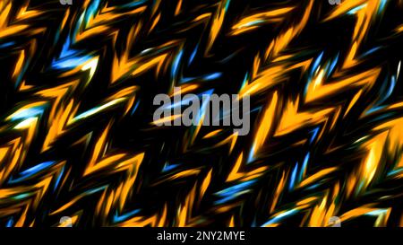 Endlessly moving zigzag pattern on a black background. Motion. Colorful lines creating zigzag pattern Stock Photo