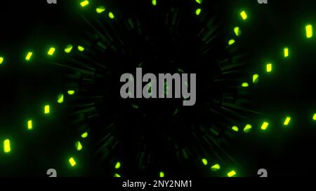 Infinite trippy tunnel of neon lights on a black background. Design. Spinning colorful spiral creating hypnotic effect Stock Photo