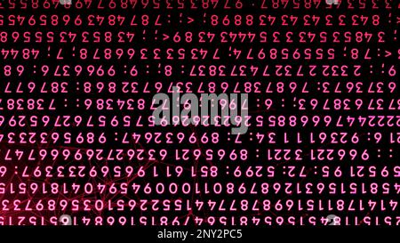 Abstract blinking and changing numbers with connected dots and lines on the background. Motion. Plexus and code Stock Photo