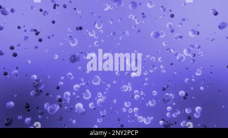 Abstract bubbles flowing chaotically on a colorful background. Motion. Small spheres floating in weightlessness Stock Photo