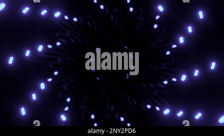 Infinite trippy tunnel of neon lights on a black background. Design. Spinning colorful spiral creating hypnotic effect Stock Photo