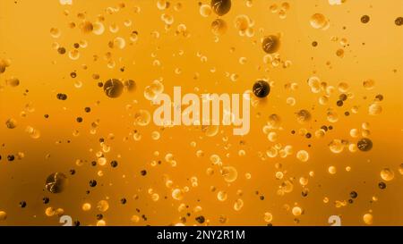 Abstract bubbles flowing chaotically on a colorful background. Motion. Small spheres floating in weightlessness Stock Photo