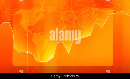 Abstract orange line graph with a moving dot. Motion. Abstract graph showing growth and decline Stock Photo