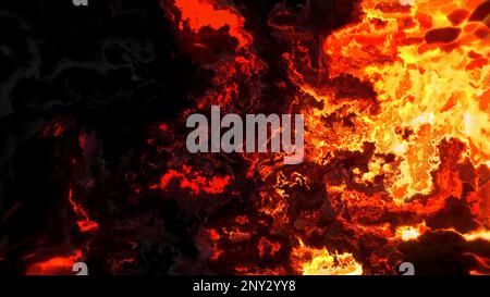 Underground hell fire. Motion. Abstract spreading orange hell molten magma, concept of evil Stock Photo