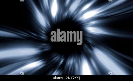 Abstract science fiction energy tunnel in outer space. Motion. Wormhole travel through time and space. Wormhole space deformation, vortex hyperspace t Stock Photo