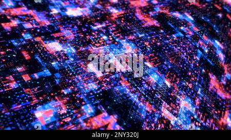 Futuristic digital cyber environment with big data analytic artificial intelligent simulation. Motion. Abstract world of digital signs Stock Photo