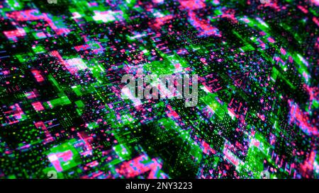 Futuristic digital cyber environment with big data analytic artificial intelligent simulation. Motion. Abstract world of digital signs Stock Photo