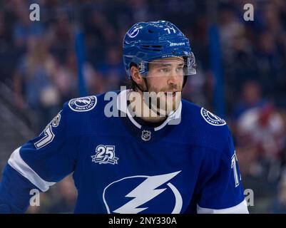 Tampa Bay Lightning defenseman Jake Dotchin (59) pins New York