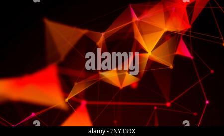 Abstract digital connection moving dots and lines. Motion. Technology background, network connection structure Stock Photo