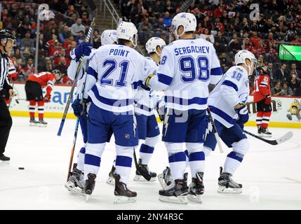 Tampa Bay Lightning center Brayden Point (21) before an NHL hockey game  against the New Jersey Devils Tuesday, Oct. 30, 2018, in Tampa, Fla. (AP  Photo/Chris O'Meara)