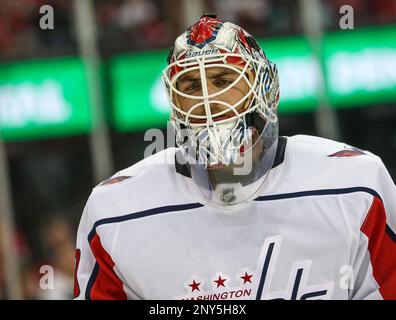 Dallas Stars goaltender Braden Holtby (70) looks on against the New Jersey  Devils during the second period of an NHL hockey game Tuesday, Jan. 25,  2022, in Newark, N.J. (AP Photo/Adam Hunger