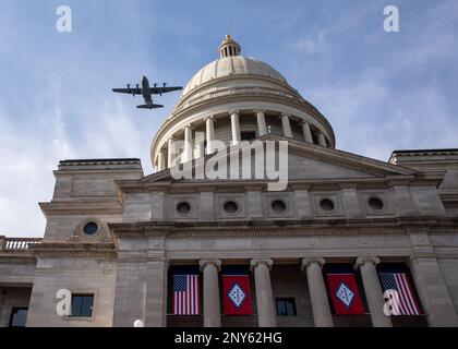 The 106th Army Band played at the state’s 47th Arkansas Governor's Inauguration on the steps of the State Capitol in Little Rock, Arkansas, January 10, 2023.  Governor Sarah Huckabee Sanders gave her inaugural address after taking her oath of office, and becoming the first female governor of Arkansas. Stock Photo