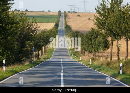 Country road straight routing Stock Photo