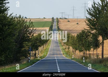 Country road straight routing Stock Photo