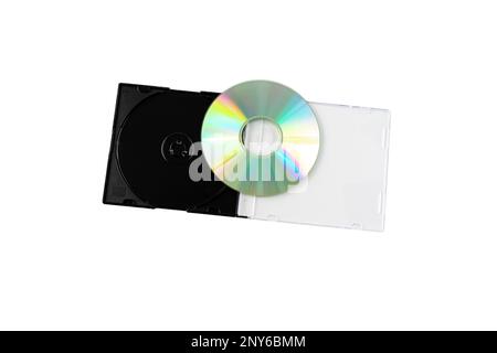 DVD with plastic box case isolated on white background Stock Photo