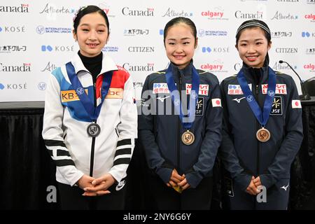 Jia SHIN (KOR) left, Mao SHIMADA (JPN) center and Ami NAKAI