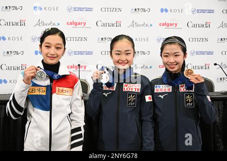 Jia SHIN (KOR) left, Mao SHIMADA (JPN) center and Ami NAKAI