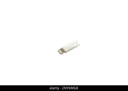Lighting to micro USB adaptor Stock Photo
