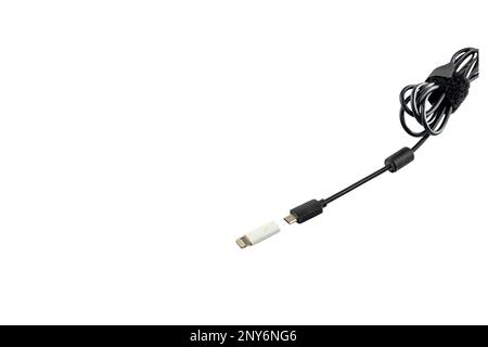 Micro USB convertor to lighting cable Stock Photo