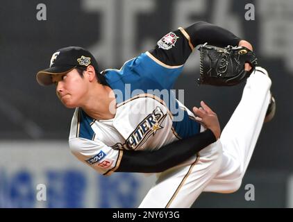 Hokkaido Nippon-Ham Fighters starter Syohei Otani throws a ball