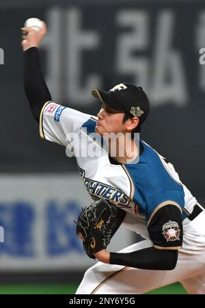 Hokkaido Nippon-Ham Fighters starter Syohei Otani throws a ball