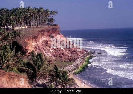 Varkala beach Papanasham beach, panoramic vision from a rocky cliff, Varkala, Kerala, Kerala, South India, India, Asia Stock Photo
