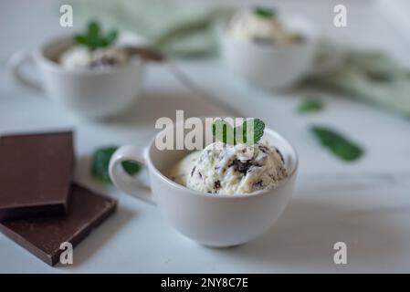 straciatella mint ice cream Stock Photo