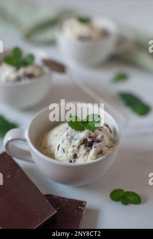 straciatella mint ice cream Stock Photo