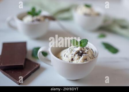 straciatella mint ice cream Stock Photo