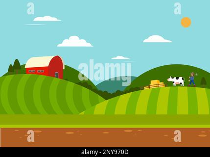 An outdoor scene with farm illustration Stock Vector Image & Art - Alamy
